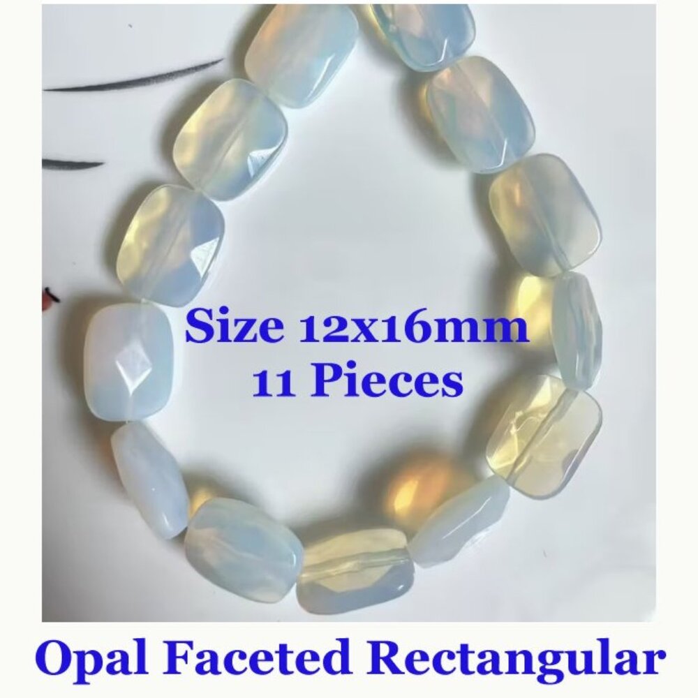 Opal Faceted Rectangular Beads  12x16mm  11 Beads